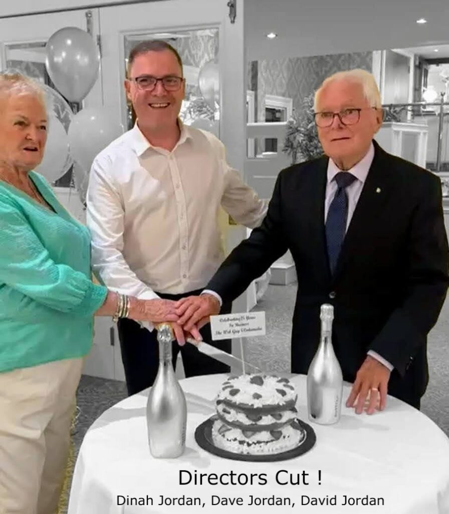 3 Directors "Cutting the Cake" on celebrating 25 years in Business in Gorey, Co. Wexford